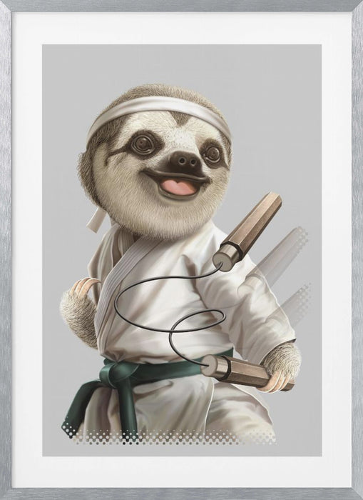 karate sloth Framed Art Wall Decor