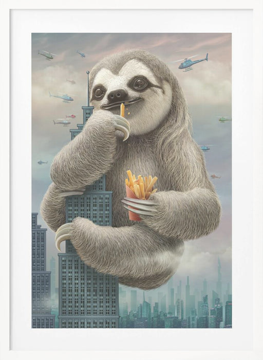 sloth climbing a building Framed Art Modern Wall Decor