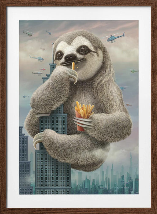 sloth climbing a building Framed Art Modern Wall Decor