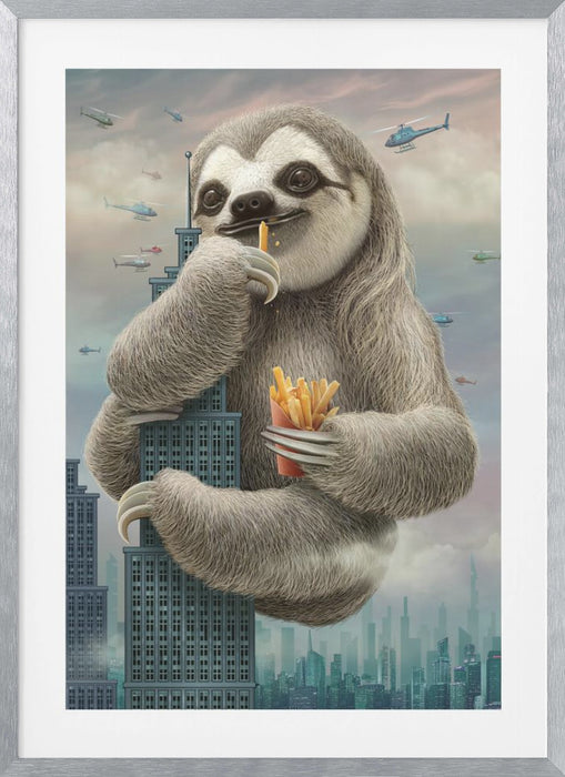 sloth climbing a building Framed Art Modern Wall Decor