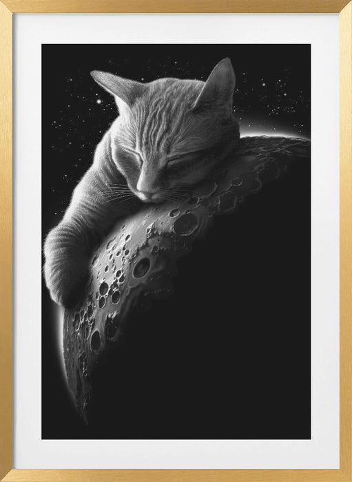 mooncat Framed Art Modern Wall Decor