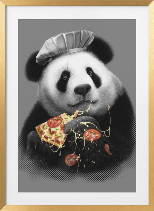 panda loves pizza Framed Art Modern Wall Decor