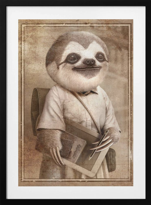 STUDENT SLOTH Framed Art Wall Decor