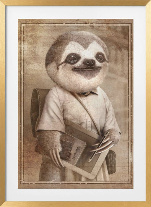 STUDENT SLOTH Framed Art Wall Decor