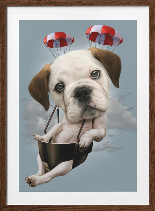 puppy on parachute Framed Art Wall Decor