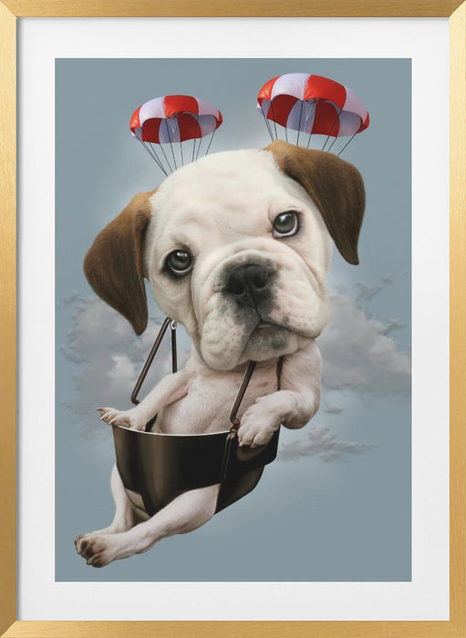 puppy on parachute Framed Art Wall Decor