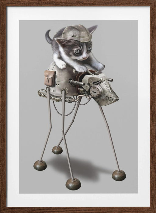 cat on robot Framed Art Wall Decor