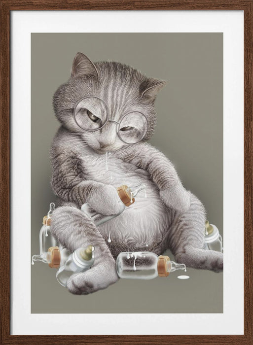 greedy cat Framed Art Modern Wall Decor