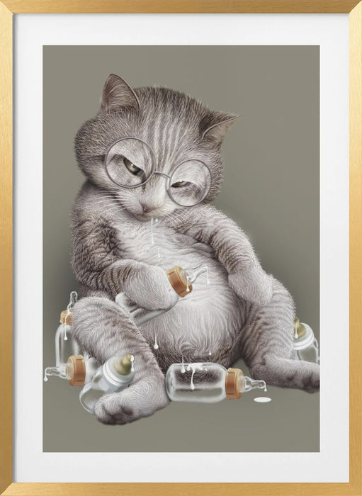 greedy cat Framed Art Modern Wall Decor