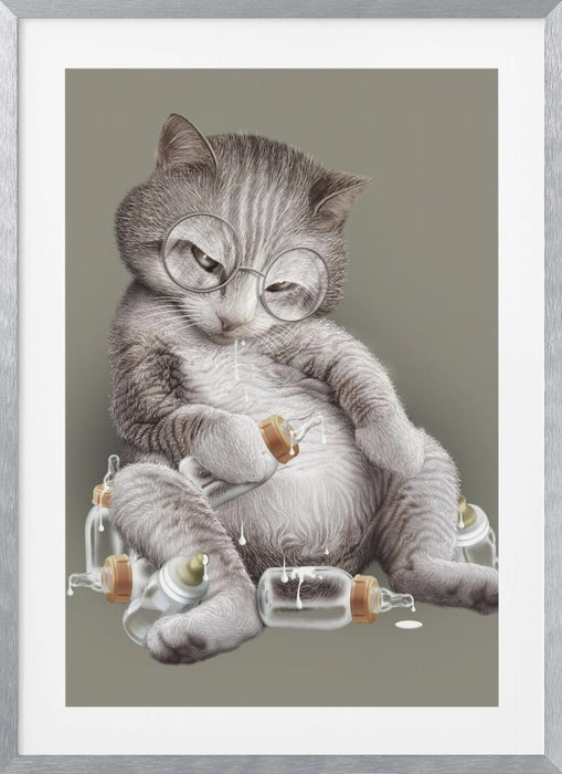 greedy cat Framed Art Modern Wall Decor