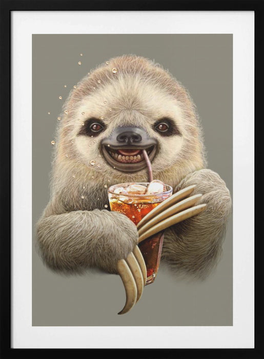 sloth and soft drink Framed Art Modern Wall Decor