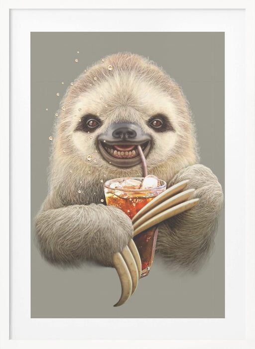 sloth and soft drink Framed Art Modern Wall Decor