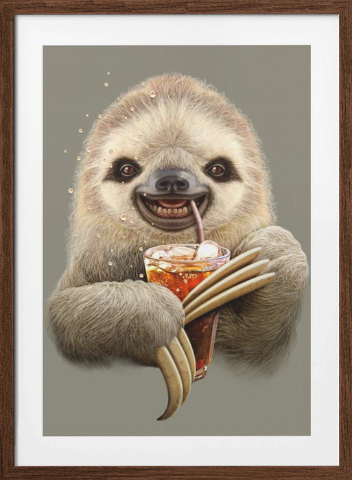 sloth and soft drink Framed Art Modern Wall Decor