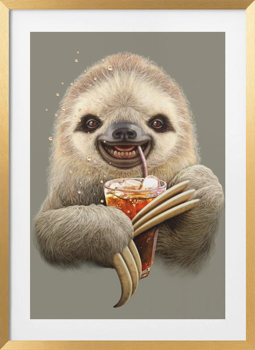 sloth and soft drink Framed Art Modern Wall Decor