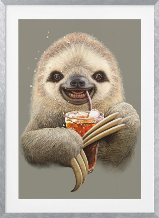 sloth and soft drink Framed Art Modern Wall Decor