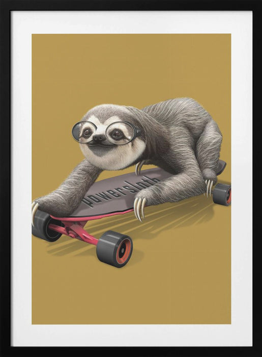 sloth on skateboard Framed Art Wall Decor