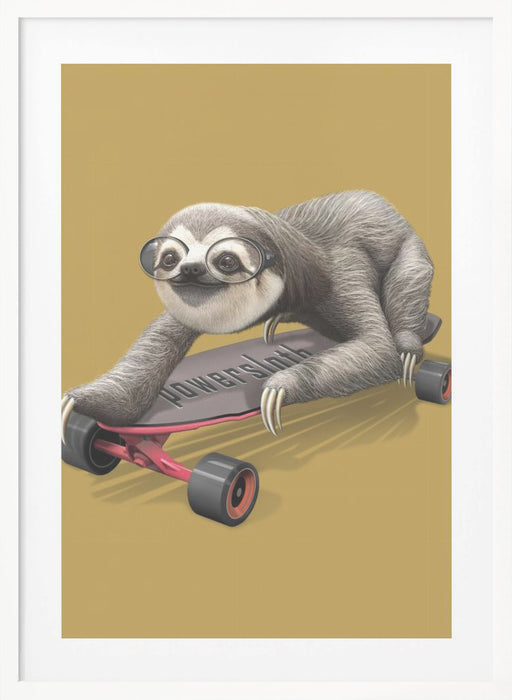 sloth on skateboard Framed Art Wall Decor