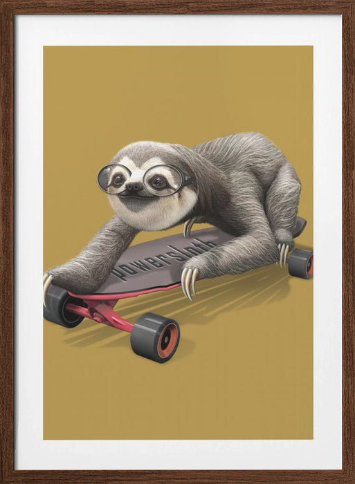 sloth on skateboard Framed Art Wall Decor