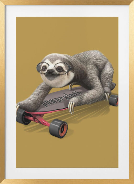 sloth on skateboard Framed Art Wall Decor