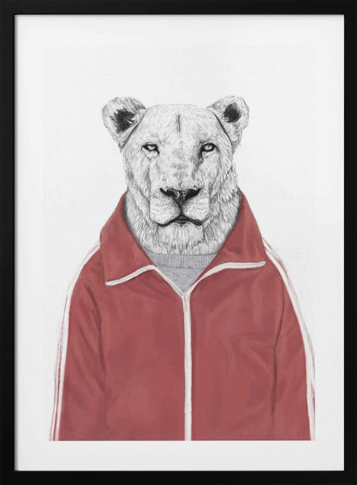 Sporty Lion Framed Art Wall Decor