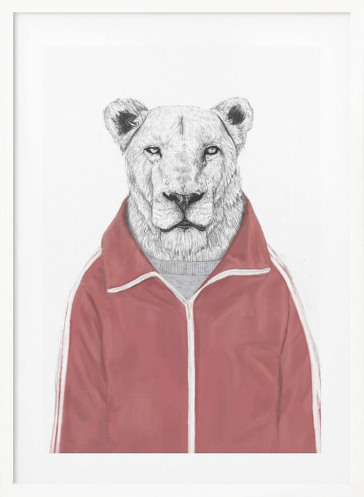 Sporty Lion Framed Art Wall Decor