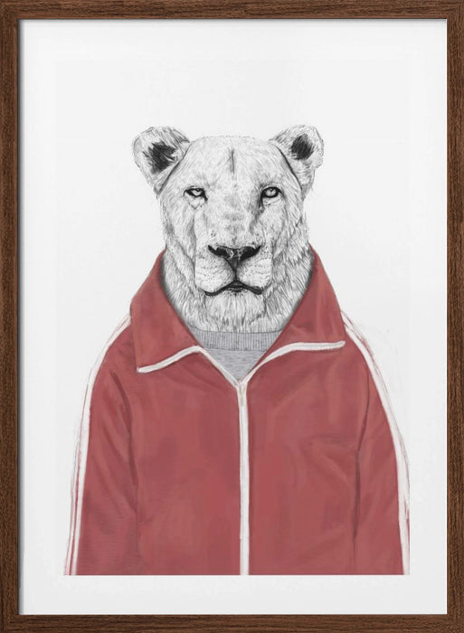 Sporty Lion Framed Art Wall Decor