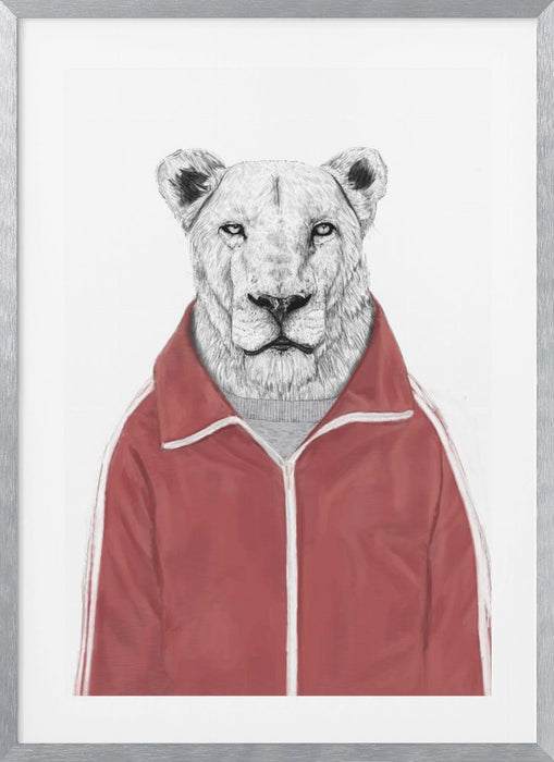 Sporty Lion Framed Art Wall Decor