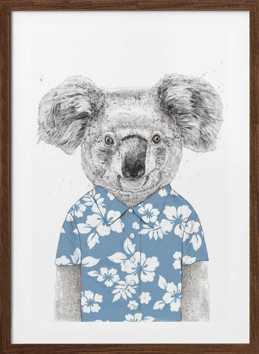 Summer Koala (blue) Framed Art Wall Decor