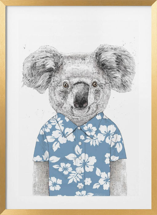 Summer Koala (blue) Framed Art Wall Decor