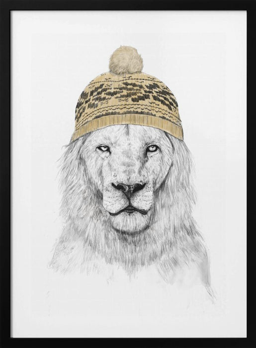 Winter Lion Framed Art Modern Wall Decor