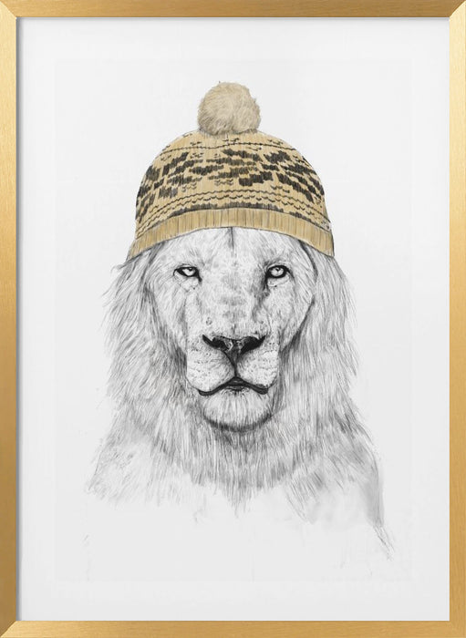 Winter Lion Framed Art Modern Wall Decor