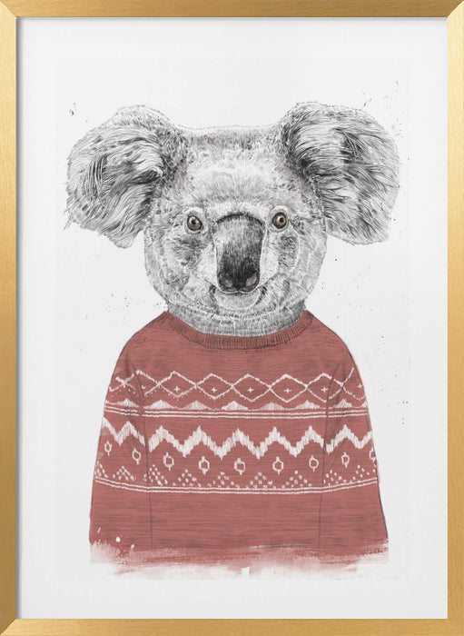 Winter koala (red) Framed Art Modern Wall Decor