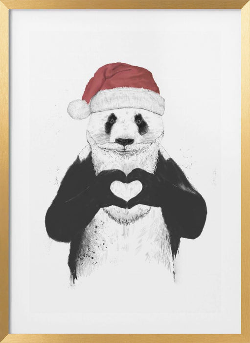 Santa panda Framed Art Modern Wall Decor