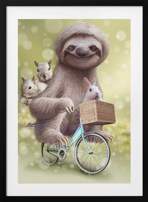 SLOTH GO RIDING Framed Art Modern Wall Decor