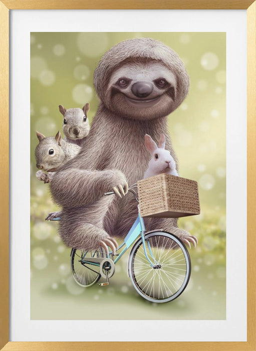 SLOTH GO RIDING Framed Art Modern Wall Decor