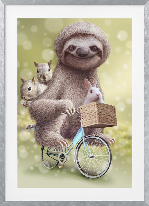 SLOTH GO RIDING Framed Art Modern Wall Decor