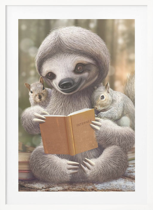 SLOTH SHARING KNOWLEDGE Framed Art Wall Decor