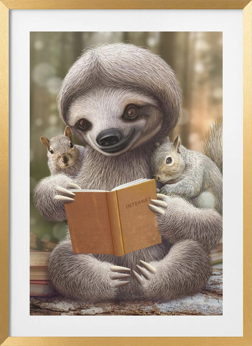 SLOTH SHARING KNOWLEDGE Framed Art Wall Decor