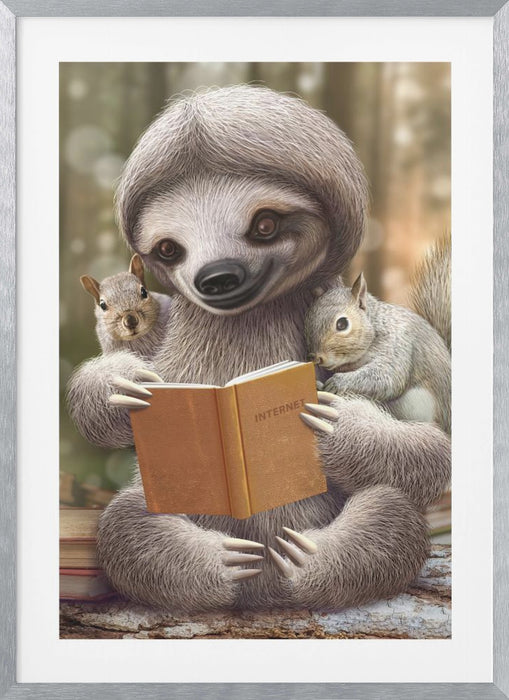 SLOTH SHARING KNOWLEDGE Framed Art Wall Decor