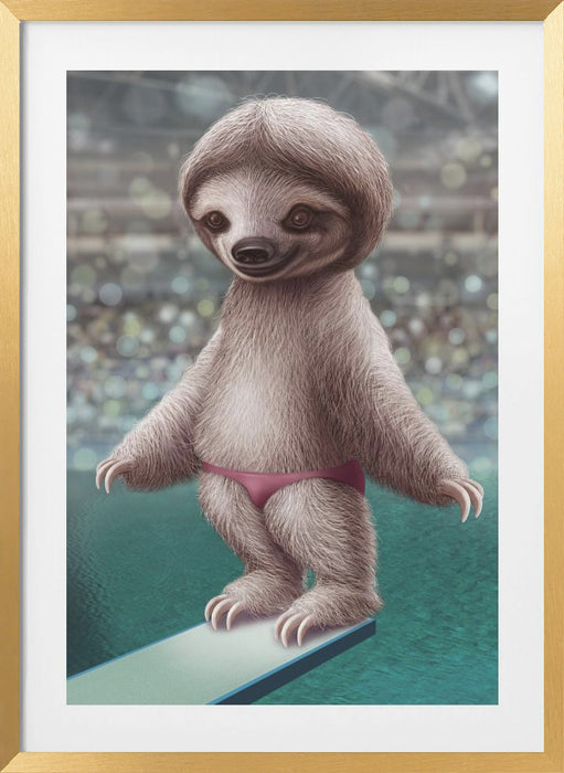 SLOTH THE DIVER Framed Art Wall Decor