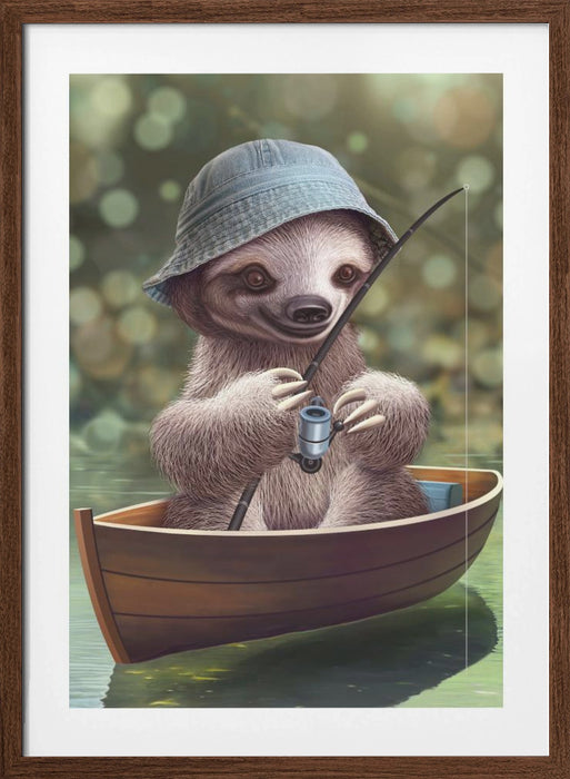 SLOTH GO FISHING Framed Art Wall Decor