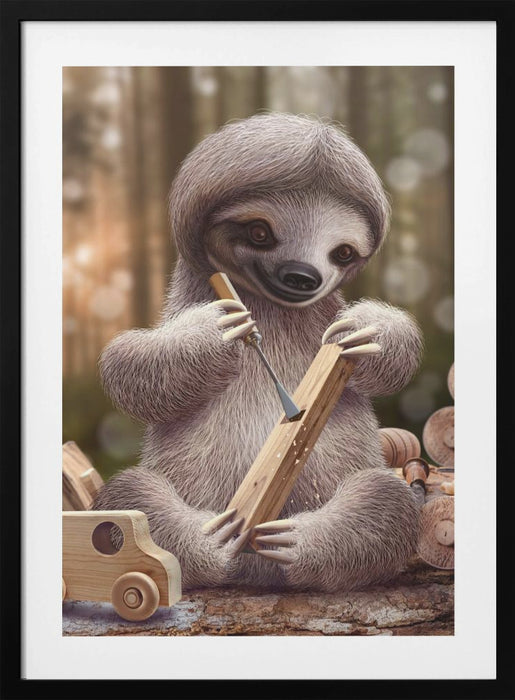 SLOTH THE TOY MAKER Framed Art Wall Decor