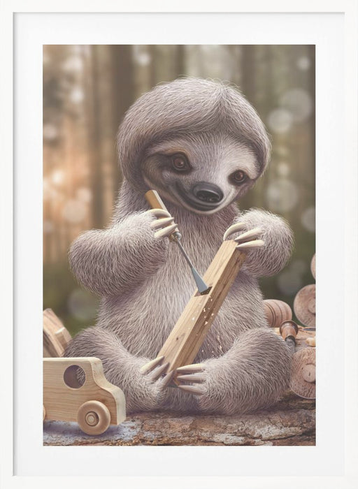 SLOTH THE TOY MAKER Framed Art Wall Decor