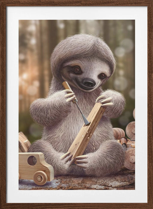 SLOTH THE TOY MAKER Framed Art Wall Decor