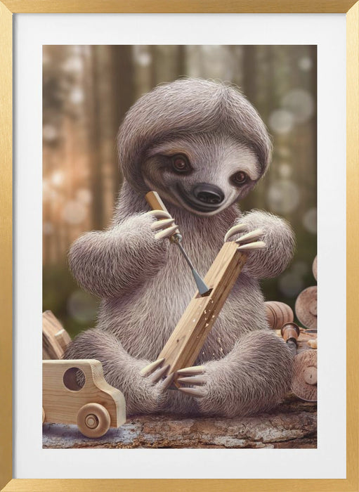 SLOTH THE TOY MAKER Framed Art Wall Decor