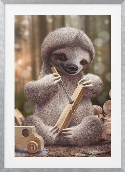 SLOTH THE TOY MAKER Framed Art Wall Decor