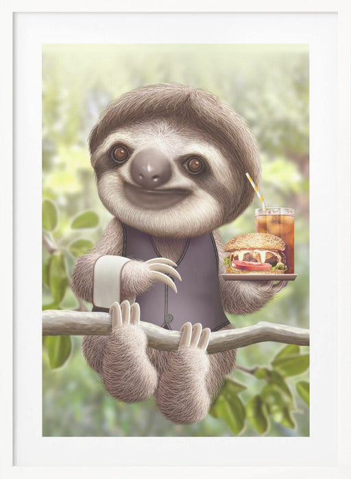 SLOTH ONTREE DELIVERY Framed Art Wall Decor