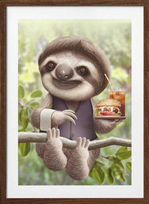 SLOTH ONTREE DELIVERY Framed Art Wall Decor