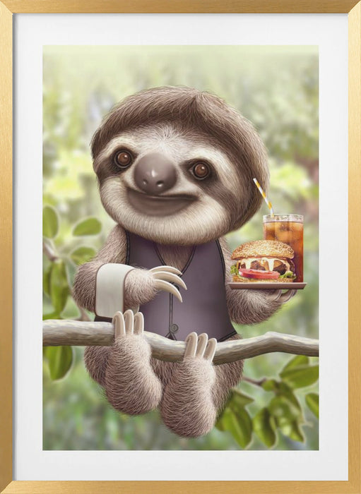 SLOTH ONTREE DELIVERY Framed Art Wall Decor