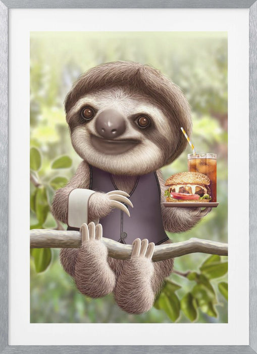 SLOTH ONTREE DELIVERY Framed Art Wall Decor